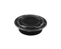 32oz Round Black Container with Lid 150 sets