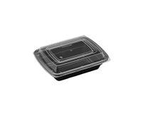 32oz Rectangular Black Container with Lid - 50 sets
