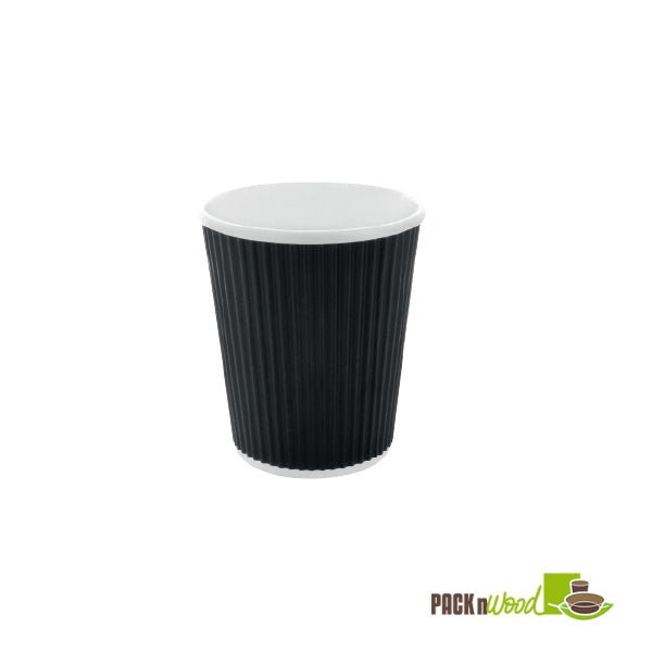 12oz black rippled paper cup - 500 per case - Thebestpartydeals