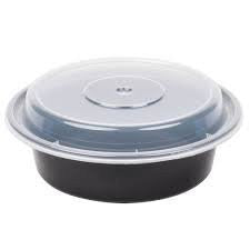 Round Black Microwaveable Container with Lid, 50 per package - Thebestpartydeals