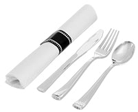 Silver Fork, Spoon, & Knife Napkin Roll