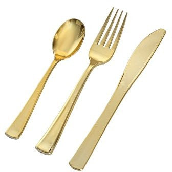 Golden Secrets, Heavy Gold 3 pc Cutlery Combo, 24 pcs total - Thebestpartydeals