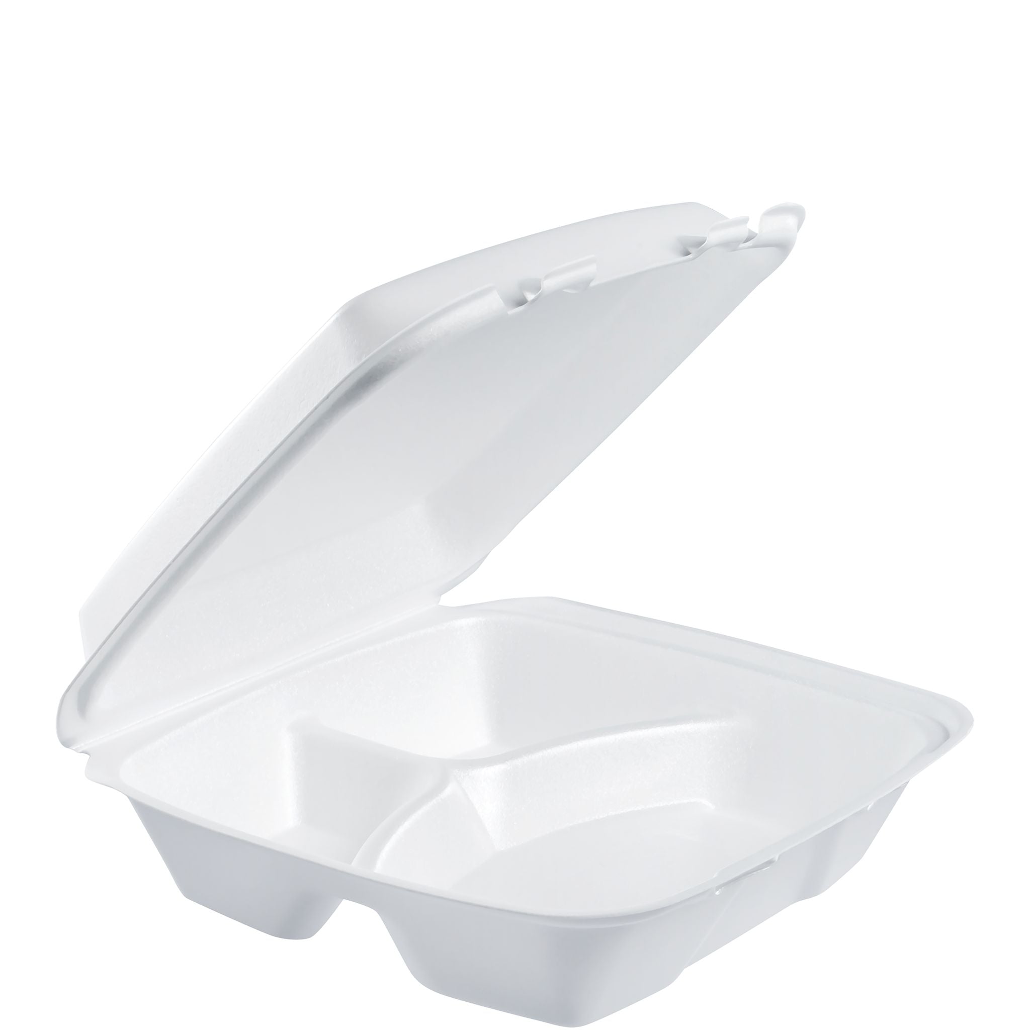 9x9 9" foam white take out tray 3 compartments