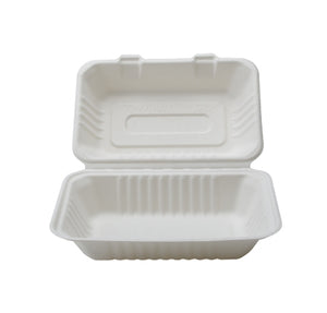 9" x 6" x 3.1" bagasse takeout containers
