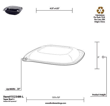 Dome lid for medium square bowls - each - Thebestpartydeals