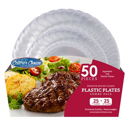 ROUND CLEAR FLARED PLATES COMBO, 7" & 10" - Thebestpartydeals