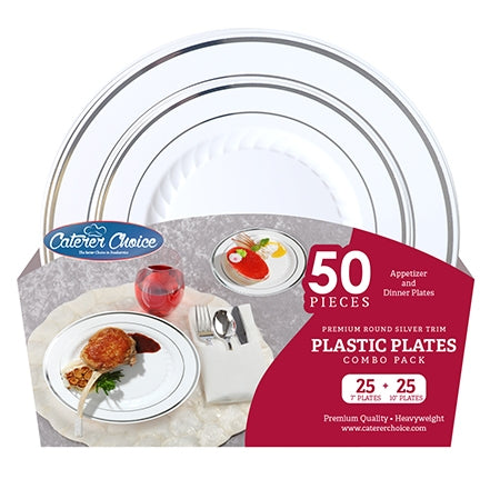 ROUND FLARED PLATES COMBO, 7" & 10" Bone/Gold - Thebestpartydeals